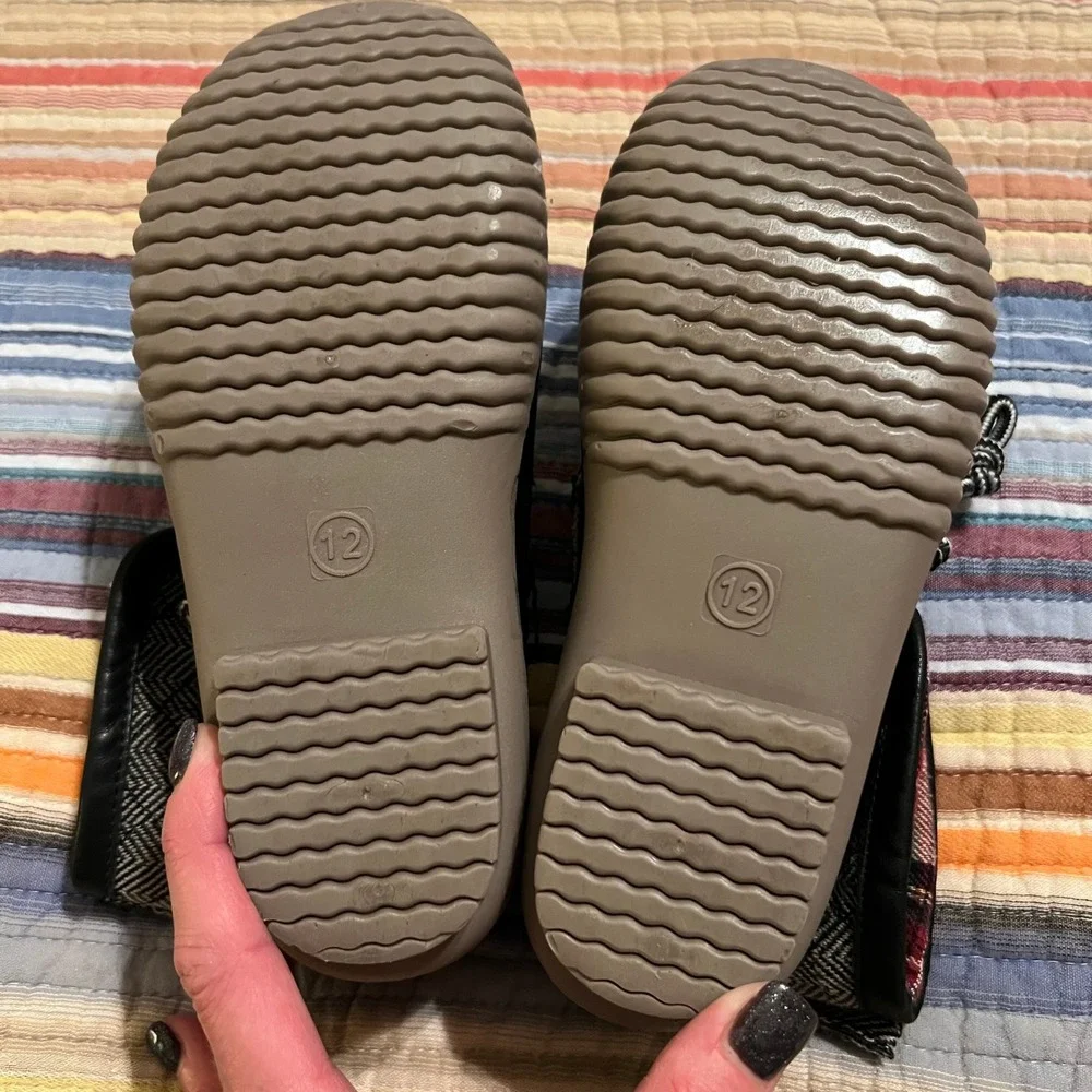 MarleyLilly Kids Duck Boots Size 12 Herringbone Plaid Lined Waterproof